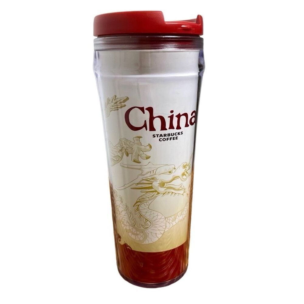 NWT Starbucks Plastic Double Wall Tumbler 12oz Cold Drink 2008 China Global Icon